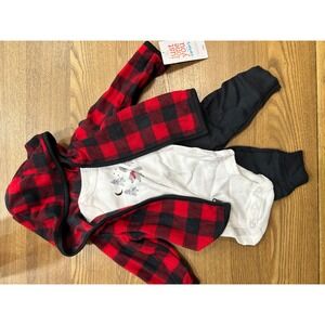 Carters Just One You Baby Boys 3M Buffalo Plaid Fleece Hoodie and Bodysuit Set